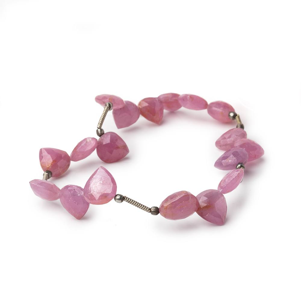 8-10mm Ruby Shoulder Drill Faceted Heart Beads 7 inch 18 pieces (ONLINE ORDER ONLY)