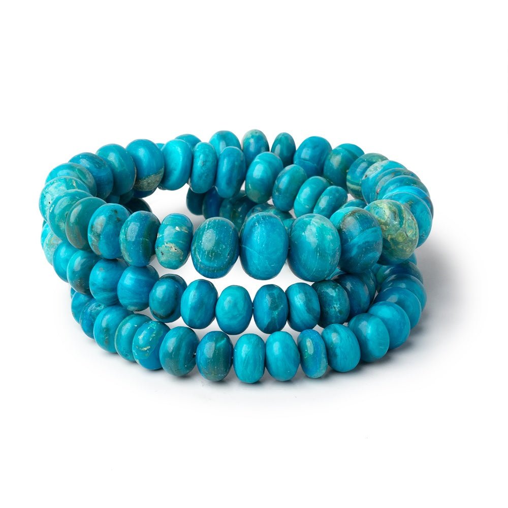 8-11mm Peruvian Blue Opalina Plain Rondelles 20 inch 97 Beads AA (ONLINE ORDER ONLY)