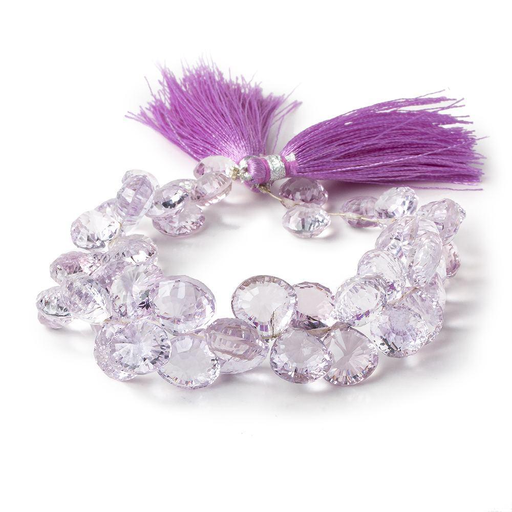 12-14mm Pink Amethyst Concave Faceted Heart Beads 8 inch 40 pieces (ONLINE ORDER ONLY)