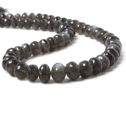 8-12mm Platinum Grey Moonstone faceted rondelles 15 inch 56 Beads (ONLINE ORDER ONLY)