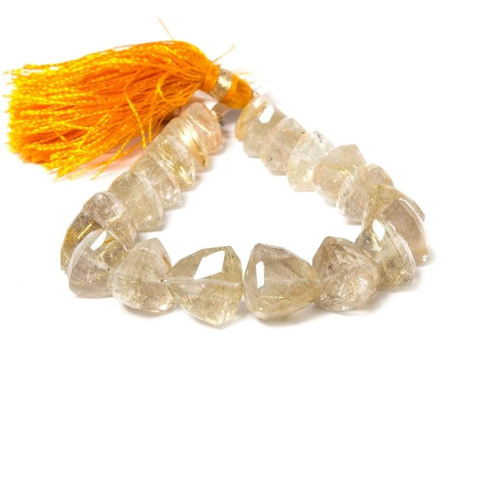 8-12mm Rutilated Quartz Faceted Trillion 8 inch 21 pieces (ONLINE ORDER ONLY)