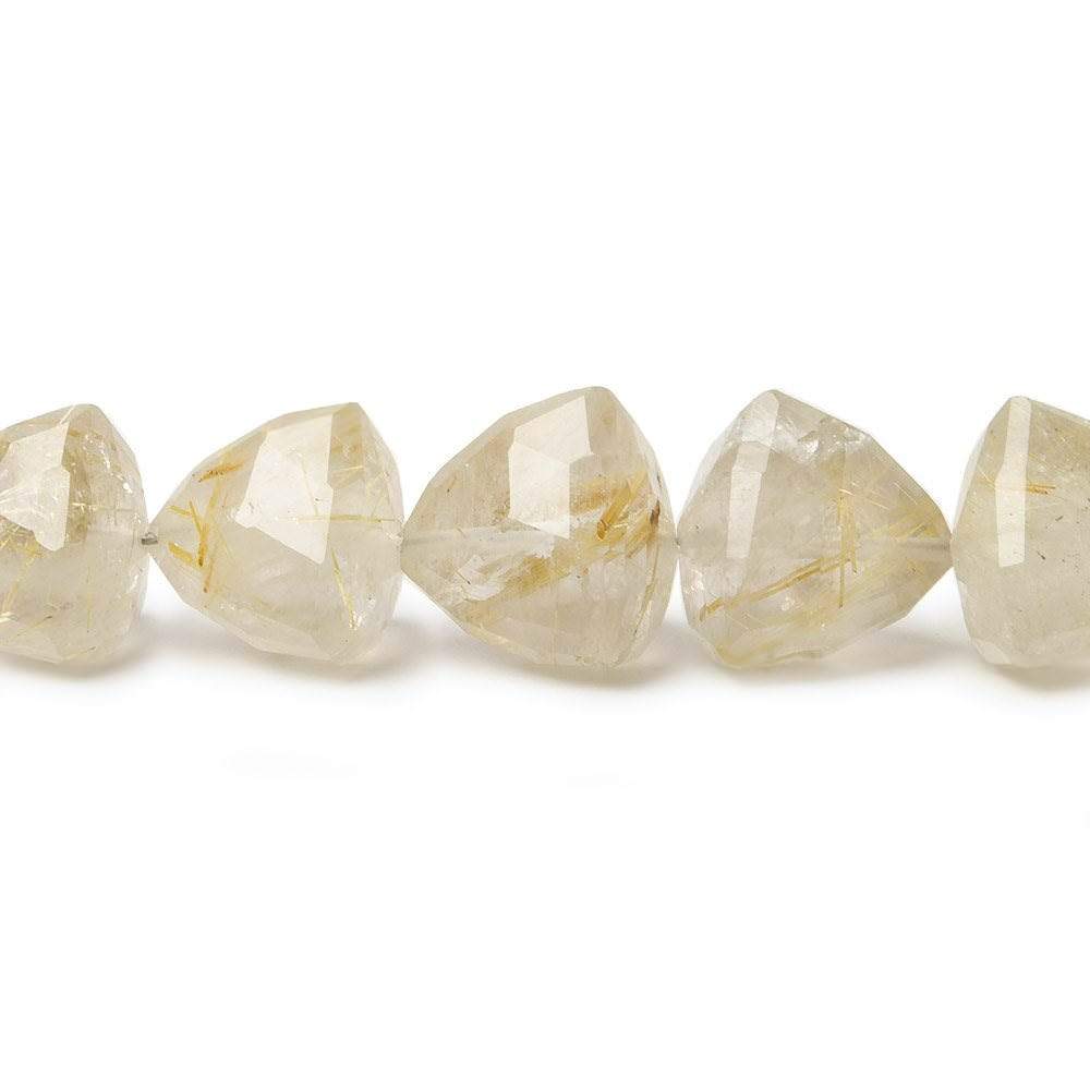 8-12mm Rutilated Quartz Faceted Trillion 8 inch 21 pieces (ONLINE ORDER ONLY)