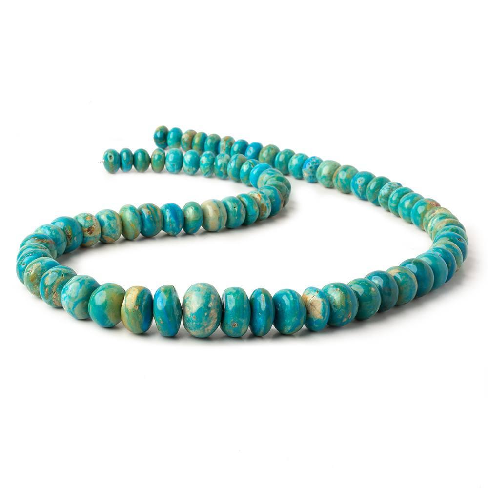 8-15mm Peruvian Blue Opal plain rondelle beads 19 inch 74 pieces AA (ONLINE ORDER ONLY)
