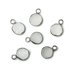 8-8.5mm Black Gold Bezel White Drusy Coin Pendant 1 piece