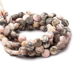 8-8.5mm Matte Rhodochrosite plain coin beads 7.5 inch 24 pieces