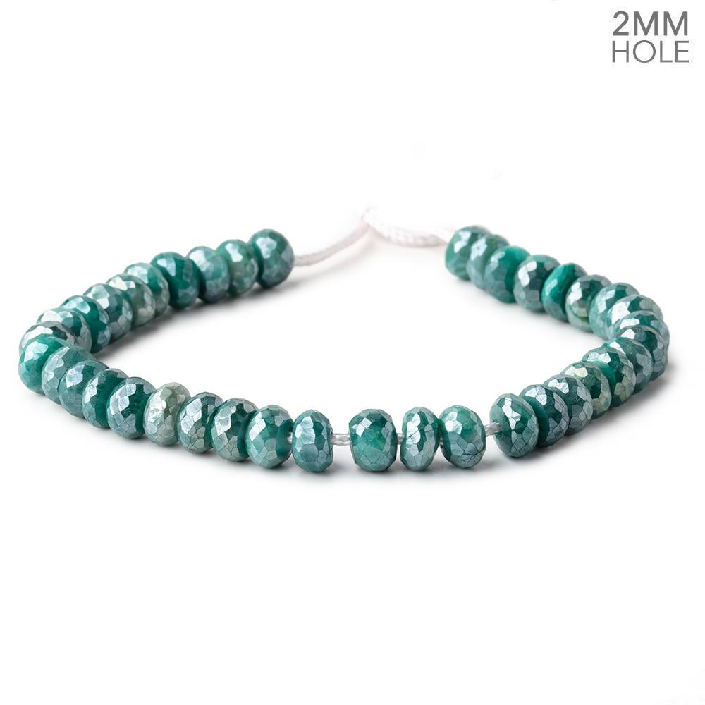 8-8.5mm Mystic Green Moonstone 2mm Large Hole Faceted Rondelles 8 inch 34 Beads (ONLINE ORDER ONLY)