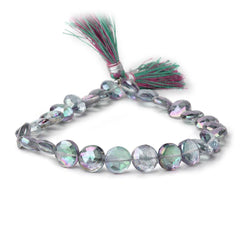 8-8.5mm Mystic White Topaz Faceted Coin Beads 9 inch 27 pieces (ONLINE ORDER ONLY)