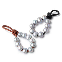 8-9mm Blue Silver Large Hole Off Round Pearls Set of 10