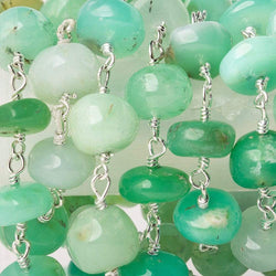 8-9mm Chrysoprase plain rondelle Silver plated Chain by the foot (ONLINE ORDER ONLY)