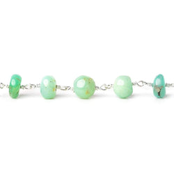 8-9mm Chrysoprase plain rondelle Silver plated Chain by the foot (ONLINE ORDER ONLY)