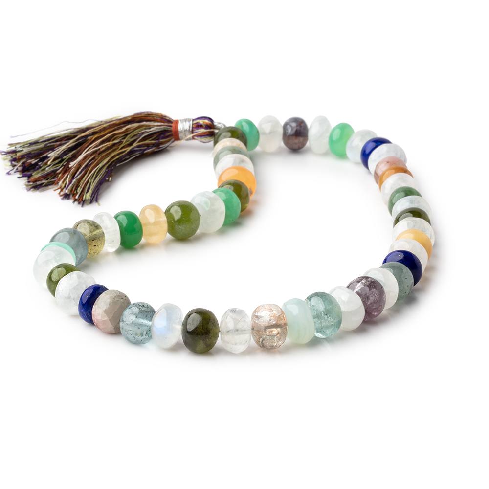 8-9mm Multi Gem Plain Rondelle Beads 11 inch 47 pieces (ONLINE ORDER ONLY)