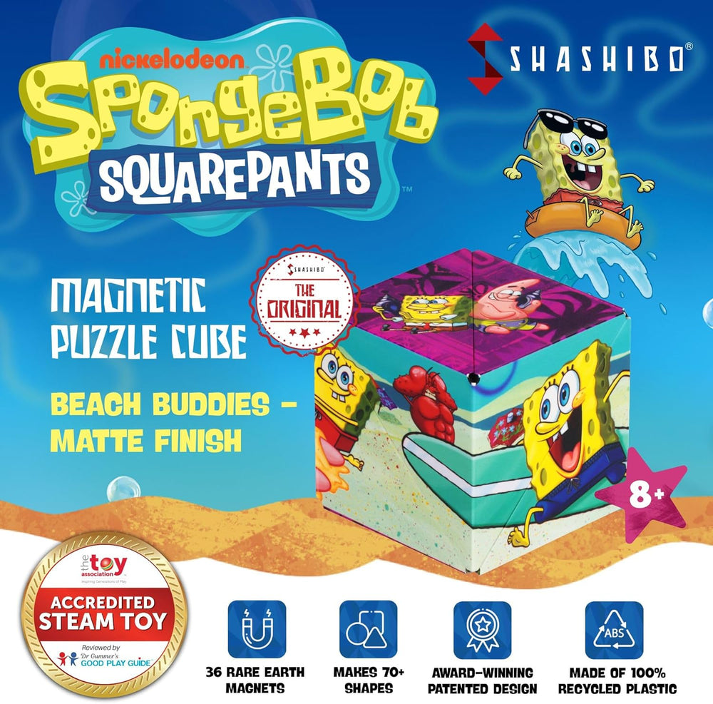 SHASHIBO Magnetic Puzzle Cube: Spongebob Squarepants - Beach Buddies (ONLINE ORDER ONLY)