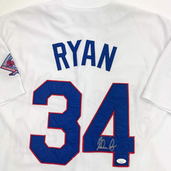 Framed Autographed/Signed Nolan Ryan 35x39 Texas Rangers White Baseball Jersey JSA COA (ONLINE ORDER ONLY)