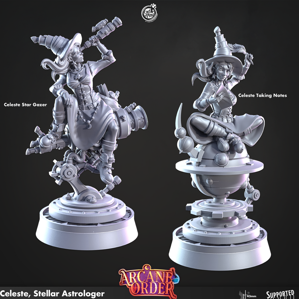 3D Printed Cast n Play Celeste Stellar Astrologer 28mm 32mm D&D (Online Only)