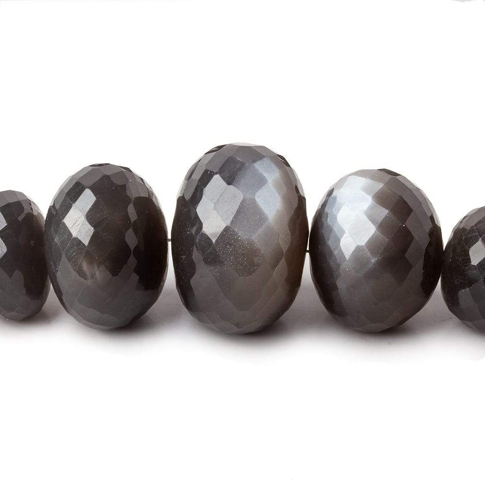 8.5-22mm Platinum Grey Moonstone faceted rondelles 15 inch 47 beads AA (ONLINE ORDER ONLY)