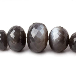 8.5-22mm Platinum Grey Moonstone faceted rondelles 15 inch 47 beads AA (ONLINE ORDER ONLY)