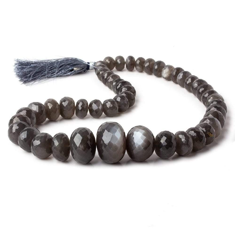 8.5-22mm Platinum Grey Moonstone faceted rondelles 15 inch 47 beads AA (ONLINE ORDER ONLY)