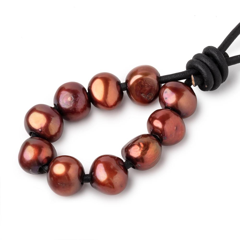 8.5-10.5mm Saffron Brown Large Hole Baroque Pearls Set of 10 (ONLINE ORDER ONLY)