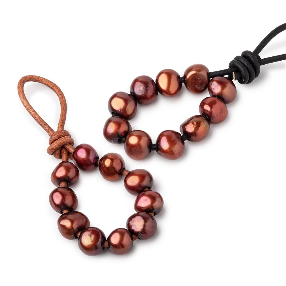 8.5-10.5mm Saffron Brown Large Hole Baroque Pearls Set of 10 (ONLINE ORDER ONLY)