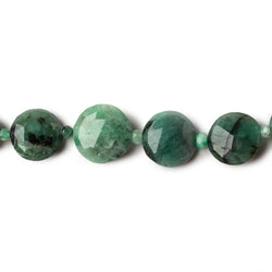 8.5-13.5mm Brazilian Emerald Faceted Coin Beads 15.5 inch 33 pieces AA (ONLINE ORDER ONLY)
