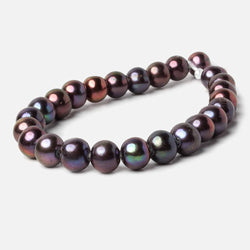 8.5x8-10x9mm Peacock Multi Color Off Round Large Hole pearls 8 inch 24 pieces A (ONLINE ORDER ONLY)