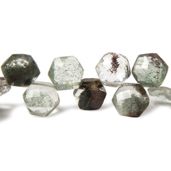 8.5x8.5-10x10mm Moss Quartz Faceted Hexagonal Beads 8 inch 29 pieces