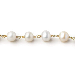 8.5x9-8x10mm White Off Round Pearls on Vermeil Chain by the Foot 20 pieces (ONLINE ORDER ONLY)