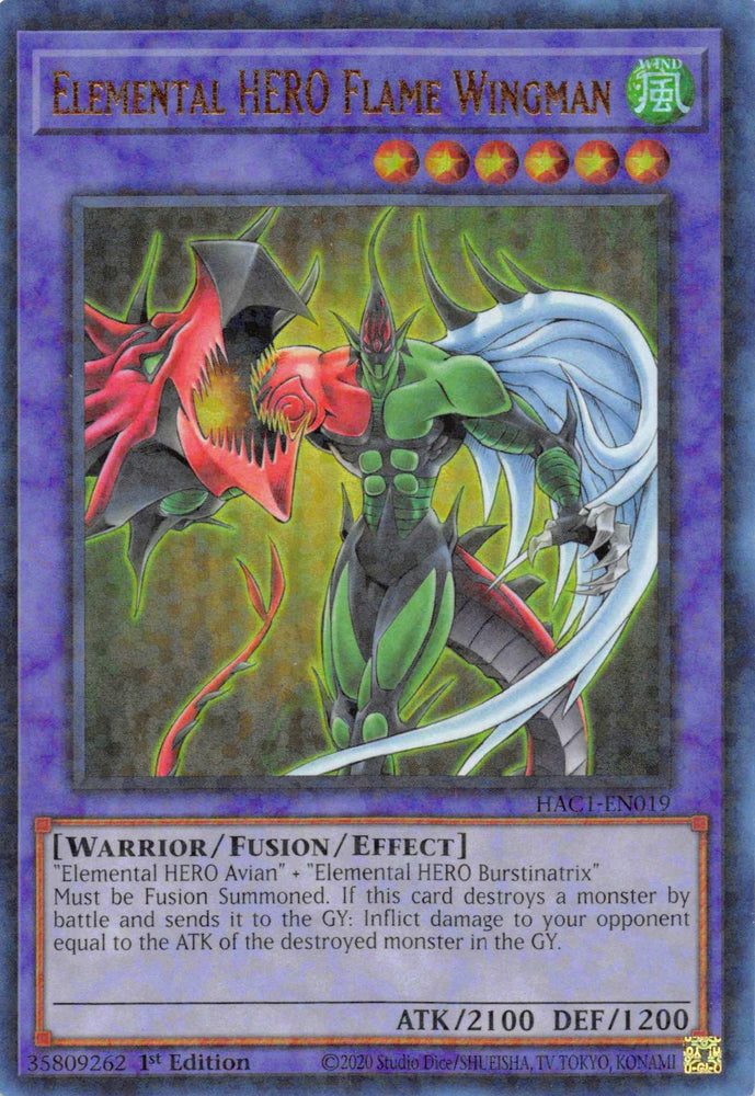 Elemental HERO Flame Wingman (Duel Terminal) [HAC1-EN019] Parallel Rare (ONLINE ORDER ONLY)