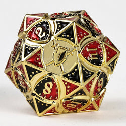Solid Metal Fighter Class RPG Dice Set - Gold w/ Red & Black (ONLINE ORDER ONLY)