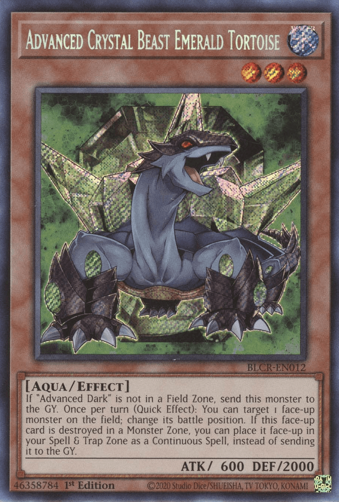 Advanced Crystal Beast Emerald Tortoise [BLCR-EN012] Secret Rare (ONLINE ORDER ONLY)