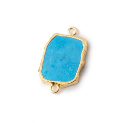 15x12mm Gold Leafed Turquoise Howlite slice Connector 1 piece (ONLINE ORDER ONLY)