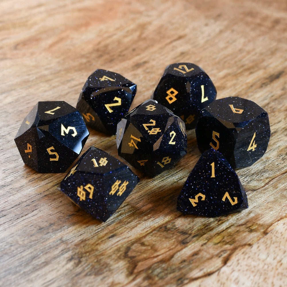 Blue Sandstone Multifaceted Stone Dice Set (ONLINE ORDER ONLY)