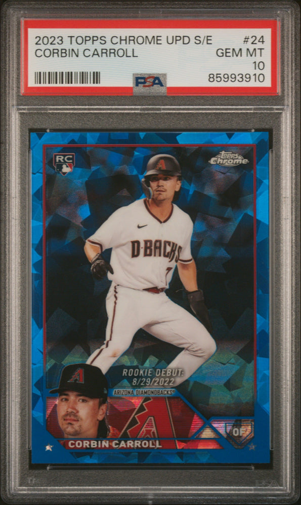 Graded 2023 Topps Chrome Update Sapphire Edition Corbin Carroll #24 Rookie RC Baseball Card PSA 10 Gem Mint (ONLINE ORDER ONLY)