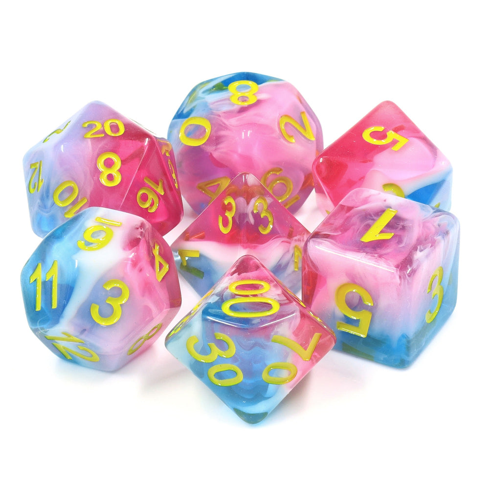 Glacier Rose 7-Dice Set by HengdaDice RPG Dice Red/White/Blue (Online Only)