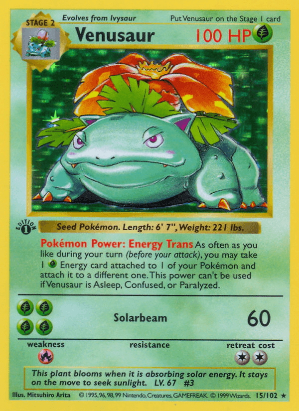 Venusaur (15/102) (Shadowless) [Base Set 1st Edition] (Online Only)