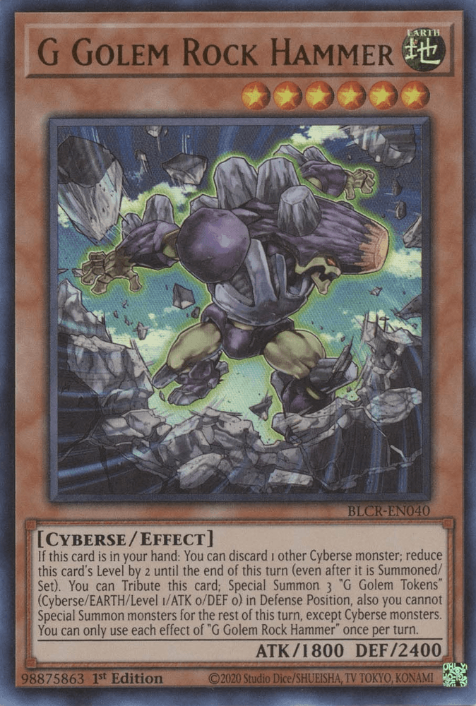 G Golem Rock Hammer [BLCR-EN040] Ultra Rare (ONLINE ORDER ONLY)