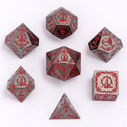 Wizard Solid Metal Polyhedral Dice Set - Gunmetal with Blood (ONLINE ORDER ONLY)