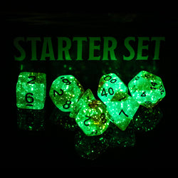 Neverland 7-Dice Set Teal/Orange w/Silver Numbers Dnd Dice Set (Blacklight reactive) (Online Only)