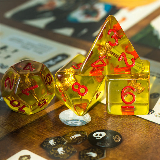 Barbarian (Axe) Yellow Dice w/ Golden Axe 7-Dice Set Rpg (Online Only)