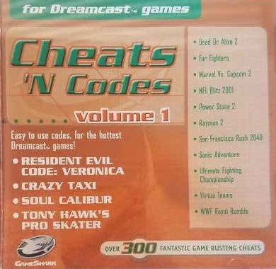 GameShark: Cheats N Codes Volume 1 (Sega Dreamcast) (ONLINE ORDER ONLY)