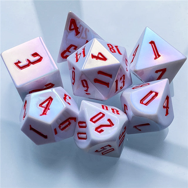 Peppermint White Colorful DND Dice (White&Red) 7-Dice (Online Only)