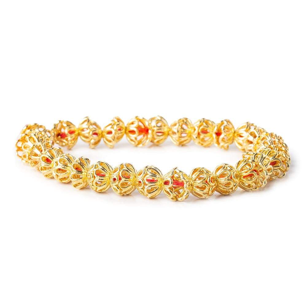 8mm 22kt Gold plated Copper Bead Cap Floral Design 8 inch 58 pieces (ONLINE ORDER ONLY)