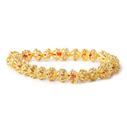 8mm 22kt Gold plated Copper Bead Cap Floral Design 8 inch 58 pieces (ONLINE ORDER ONLY)