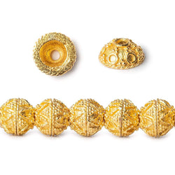 8mm 22kt Gold plated Copper Bead Cap Miligrain Triangle and Heart 8 inch 54 pieces (ONLINE ORDER ONLY)