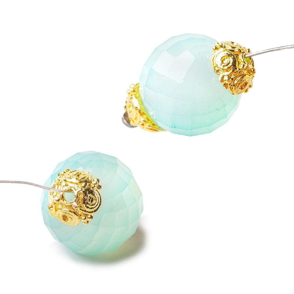 8mm 22kt Gold plated Copper Geometric Round Bead Caps 8 inch 54 beads (ONLINE ORDER ONLY)