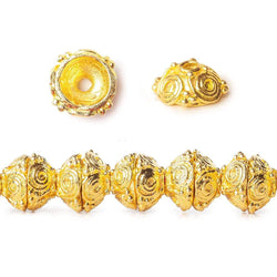 8mm 22kt Gold plated Copper Geometric Round Bead Caps 8 inch 54 beads (ONLINE ORDER ONLY)
