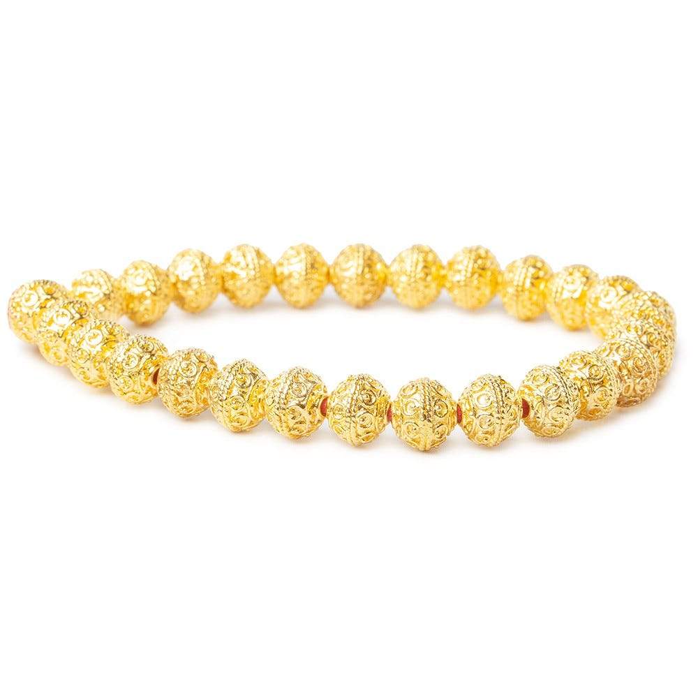 8mm 22kt Gold plated Copper Round Beads 8 inch 28 beads (ONLINE ORDER ONLY)