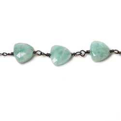 8mm Amazonite triangle Black Gold plated Chain by the foot 22pcs (ONLINE ORDER ONLY)