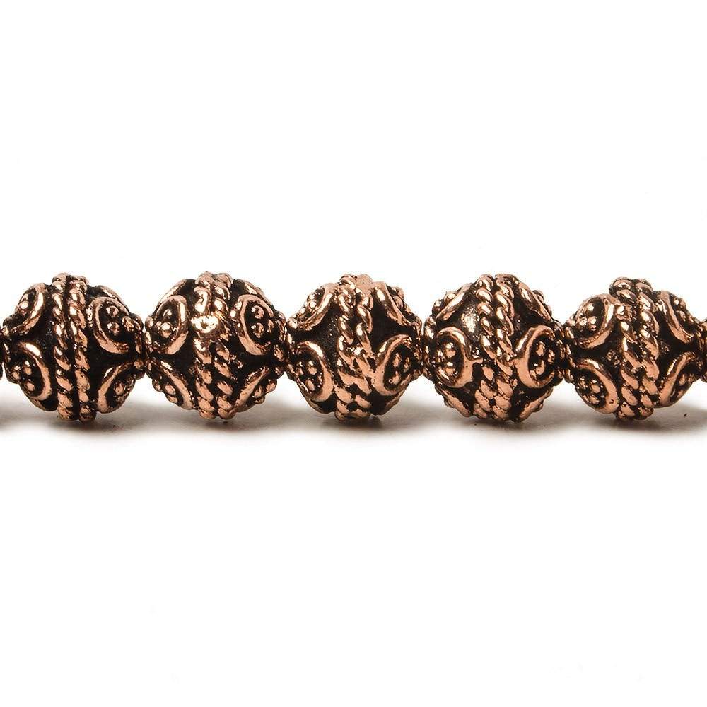 8mm Antiqued Copper Bali Design Round 8 inch 27 pcs (ONLINE ORDER ONLY)