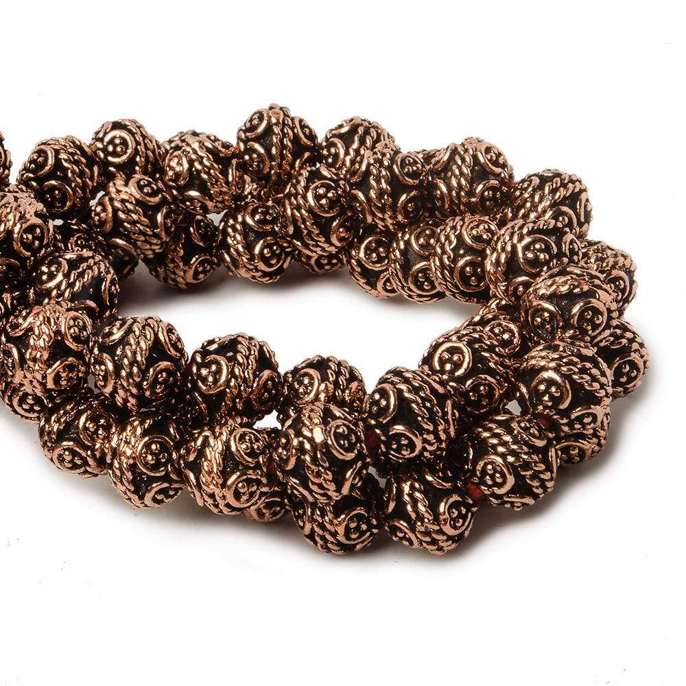 8mm Antiqued Copper Bali Design Round 8 inch 27 pcs (ONLINE ORDER ONLY)